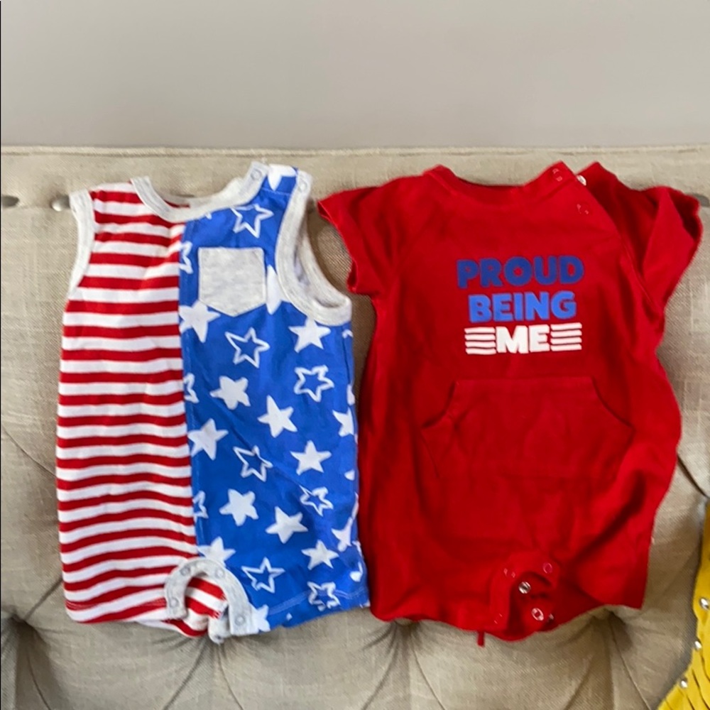 0 to 3 month cat and Jack Fourth of July onesie